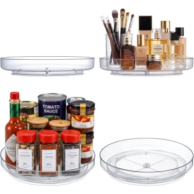 Elegant Clear Turntable Acrylic Lazy Susan, Non-Skid Rotating