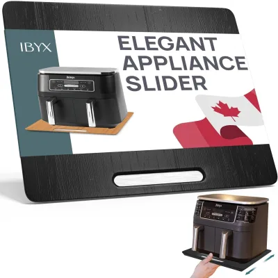 Ibyx Elegant Appliance Slider - Sliding Tray for Coffee Maker & Heavy Kitchen Appliances, Easy Slide, Made of Premium Bamboo, Space-Saving Kitchen Organizer, 40 lb Capacity, Black - 16 x 13 Inch