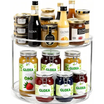 2 Tier Lazy Susan Turntable Organizer, Rotating Rack Organization for Kitchen, Pantry, Bathroom, Vanity, Countertop