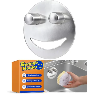 Discount Parts Direct Stainless Steel Sponge Holder For Scrub Daddy Mommy Sponge, Bathroom Kitchen Sink Caddy Organizer Storage with Suction Cup, Dishwasher Safe, Keep Sponge Dry, Silver, 1-Pack